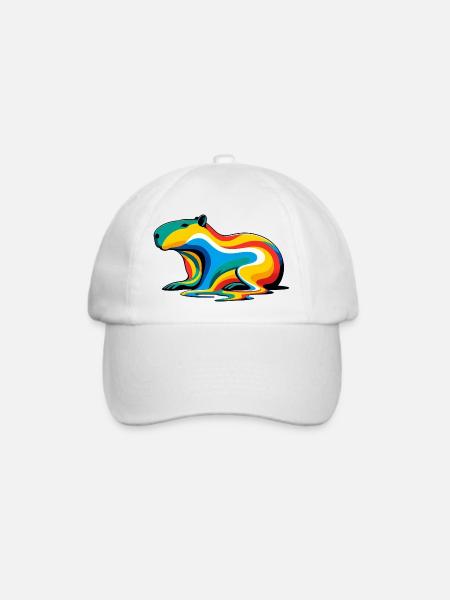Schmelzendes Regenbogen-Capybara - Baseballkappe - Weiß/Weiß