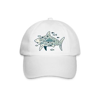 Haifisch - Baseballkappe - Weiß/Weiß - Vorne