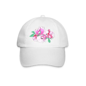 Rosa Blumenstrauß - Baseballkappe - Weiß/Weiß - Vorne