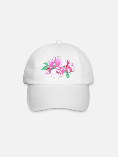Rosa Blumenstrauß - Baseballkappe - Weiß/Weiß