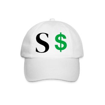 Buchstabe s Dollar - Baseballkappe - Weiß/Weiß - Vorne