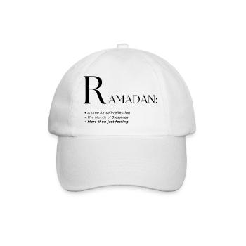 Design des Ramadan-Wörterbuch-Textstils - Baseballkappe - Weiß/Weiß - Vorne
