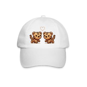holz tiger paar love - Baseballkappe - Weiß/Weiß - Vorne