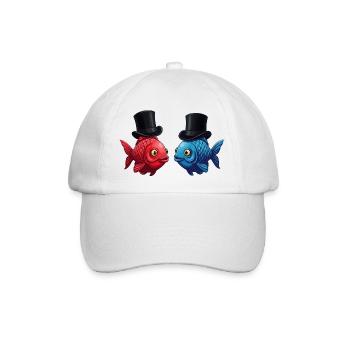 Elegante Fischpaare mit Zylinder - Baseballkappe - Weiß/Weiß - Vorne
