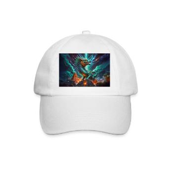 Quetzalcoatl, Aztekischer gefiederter Schlangengott der Mythologie - Baseballkappe - Weiß/Weiß - Vorne