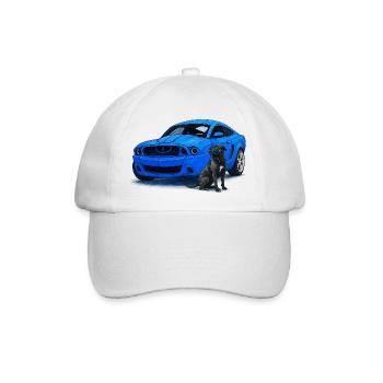 Blauer Musclecar Hundepartner - Baseballkappe - Weiß/Weiß - Vorne