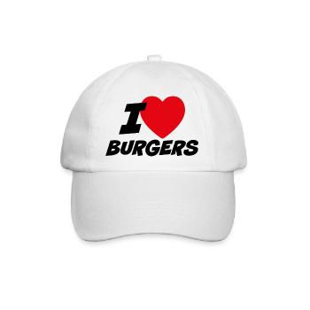 Ich liebe Burger - Baseballkappe - Weiß/Weiß - Vorne