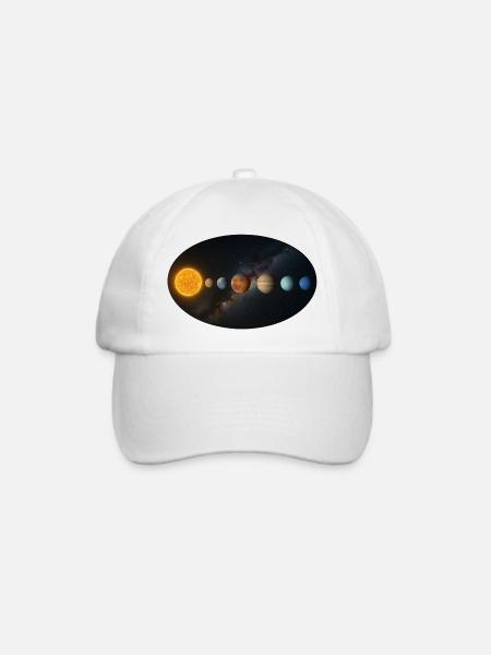 Sonne - Sonnensystem - Planeten - Baseballkappe - Weiß/Weiß