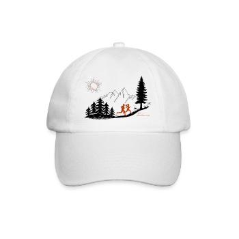 Trailrunner Geschenk Läufer Berge T-Shirt Hoodie - Baseballkappe - Weiß/Weiß - Vorne