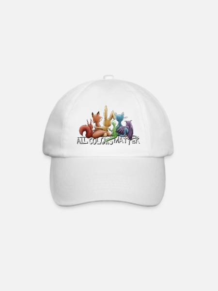All Colors Matter! Regenbogen Tiere für Vielfalt - Baseballkappe - Weiß/Weiß