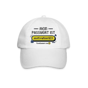 Mein Passwort ist motivation123 – funktioniert nie - Baseballkappe - Weiß/Weiß - Vorne
