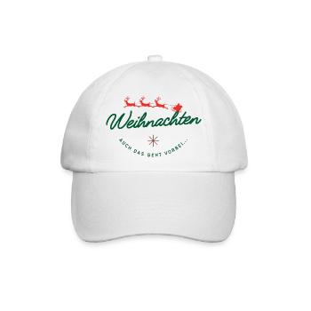 Weihnachten geht vorbei Santa Schlitten Schriftzug - Baseballkappe - Weiß/Weiß - Vorne