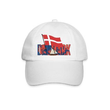 Dänische Flagge und Segelboot - Baseballkappe - Weiß/Weiß - Vorne