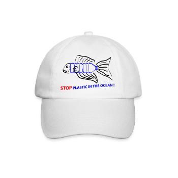 Fisch und Plastik - Baseballkappe - Weiß/Weiß - Vorne