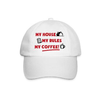 Mein Haus, Meine Regeln, Mein Kaffee - Baseballkappe - Weiß/Weiß - Vorne