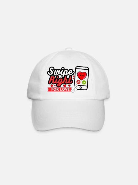 Swipe Right For Love – Modern Love Statement - Baseballkappe - Weiß/Weiß