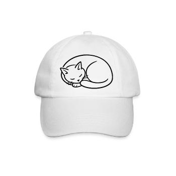 Schlafende Katze Linienstudie - Baseballkappe - Weiß/Weiß - Vorne
