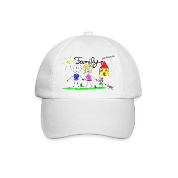 Familie Strichzeichnung - Baseballkappe - Weiß/Weiß - Vorne