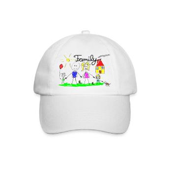 Familie Strichzeichnung - Baseballkappe - Weiß/Weiß - Vorne