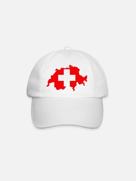 Schweizer Karte mit Flagge - Baseballkappe - Weiß/Weiß