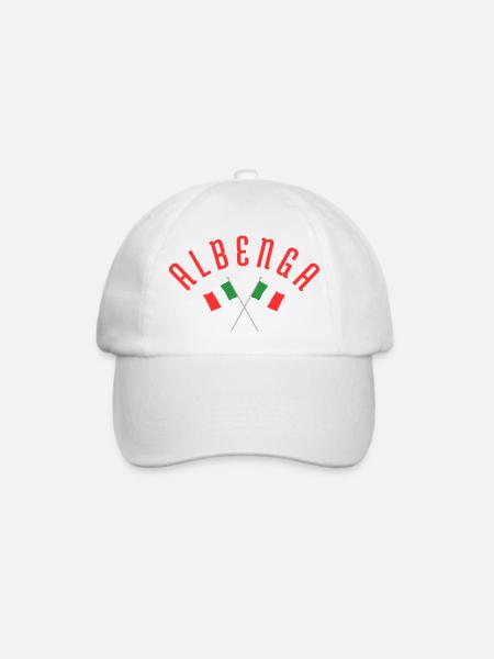 Albenga Italienisches Flaggenwappen - Baseballkappe - Weiß/Weiß