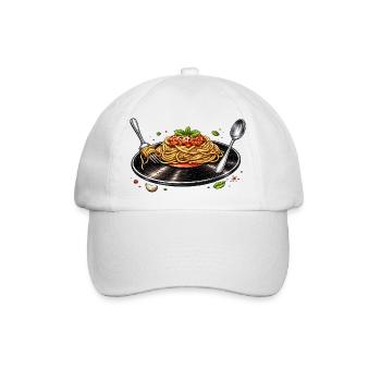 Spaghetti auf Vinyl-Schallplatte - Baseballkappe - Weiß/Weiß - Vorne