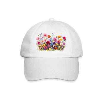 Wildblumen Wiese mit natürliche Aquarellblüten - Baseballkappe - Weiß/Weiß - Vorne