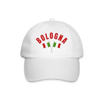 Bologna-Emblem mit kreuzenden italienischen Flaggen - Baseballkappe - Weiß/Weiß - Vorne
