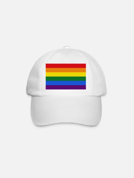 Schwule Regenbogenflagge - Baseballkappe - Weiß/Weiß