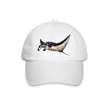 Geometrischer Mantarochen Kunstdruck - Baseballkappe - Weiß/Weiß - Vorne