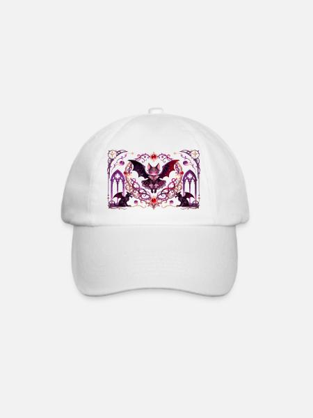 Gotische Vampirkatze Dunkle Fantasy Hexendesign - Baseballkappe - Weiß/Weiß
