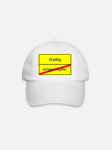 Warnschild Humor: Junger Hüpfler - Baseballkappe - Weiß/Weiß