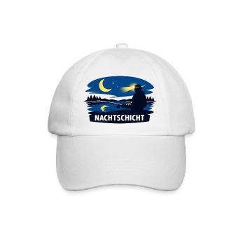 Nachtfischer Silhouette bei Mondschein - Baseballkappe - Weiß/Weiß - Vorne