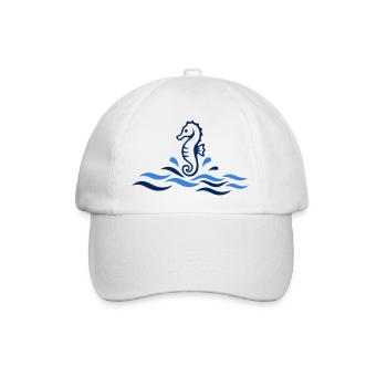 Minimalistisches Seepferdchen - Baseballkappe - Weiß/Weiß - Vorne