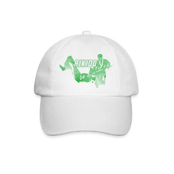 Aikido Nage No Jo Frau Silhouette grünes Design - Baseballkappe - Weiß/Weiß - Vorne