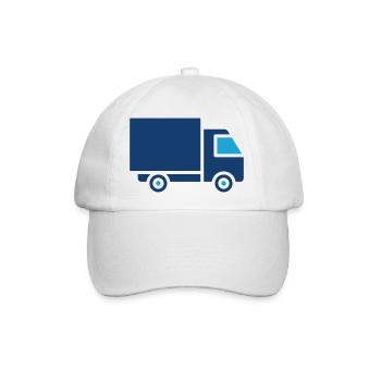 Lieferwagen-Solid-Icon-Frachttransportvektor - Baseballkappe - Weiß/Weiß - Vorne