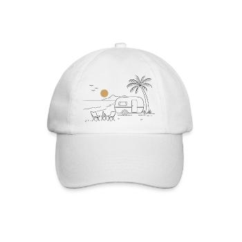 Camping am Strand - Baseballkappe - Weiß/Weiß - Vorne