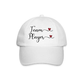 Teamplayer niedliches Typografie-Design mit Herz - Baseballkappe - Weiß/Weiß - Vorne