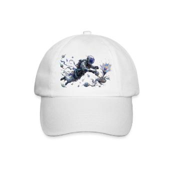 Florale Astronautin im Flug Aquarell - Baseballkappe - Weiß/Weiß - Vorne
