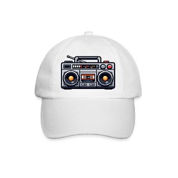Retro Boombox Illustration - Baseballkappe - Weiß/Weiß - Vorne