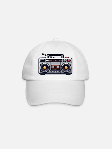Retro Boombox Illustration - Baseballkappe - Weiß/Weiß