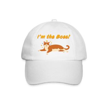 Ich bin der Chef - Katzenmotiv - Baseballkappe - Weiß/Weiß - Vorne