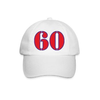 60. 60 JAHRE. 60-JÄHRIGES JUBILÄUM. 60. GEBURTSTAG. - Baseballkappe - Weiß/Weiß - Vorne