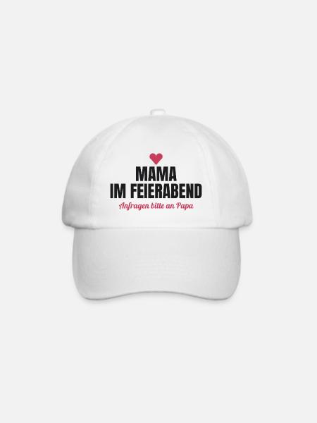 Mama im Feierabend – Anfragen bitte an Papa - Baseballkappe - Weiß/Weiß