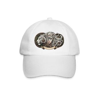 Fantasiefrau mit mechanischem Tiger - Baseballkappe - Weiß/Weiß - Vorne