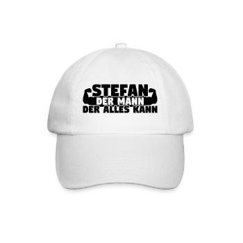 Der Mann Der Alles kann Stefan - Baseballkappe - Weiß/Weiß - Vorne