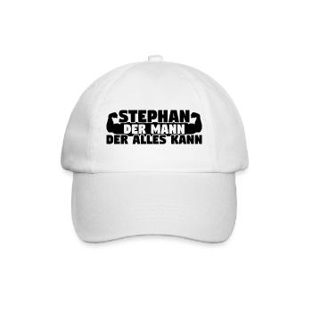 Der Mann Der Alles kann Stephan - Baseballkappe - Weiß/Weiß - Vorne
