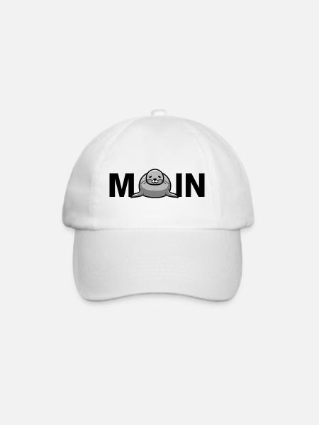 Moin mit Robbe - Baseballkappe - Weiß/Weiß