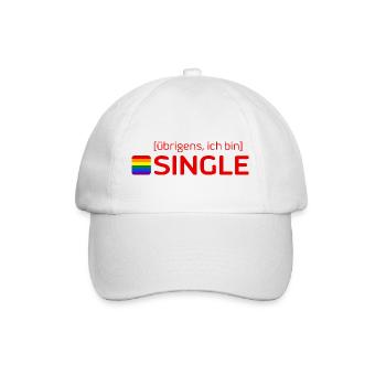 [übrigens, ich bin] SINGLE - Baseballkappe - Weiß/Weiß - Vorne