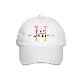 H | Monogramm | Name | Hilda |Watercolor - Baseballkappe - Weiß/Weiß - Vorne